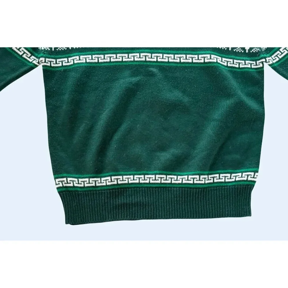 Vintage Men's 80s / 90s Unbranded Fair Isle Green Sweater Size S - Picture 4 of 8